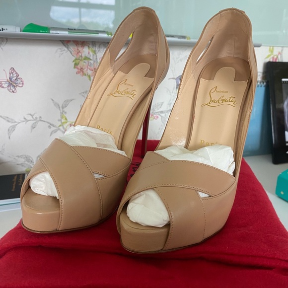 Brand New Christian Louboutin Academa Kid 120 Nude Heels 38.5 - Picture 5 of 6